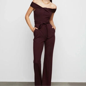 Bailey/44 NWOT Isabella Off The Should Ponte Knit Jumpsuit Burgundy Size Small